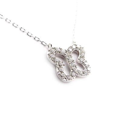 [J4080] - White 'Butterfly' Silver Necklace