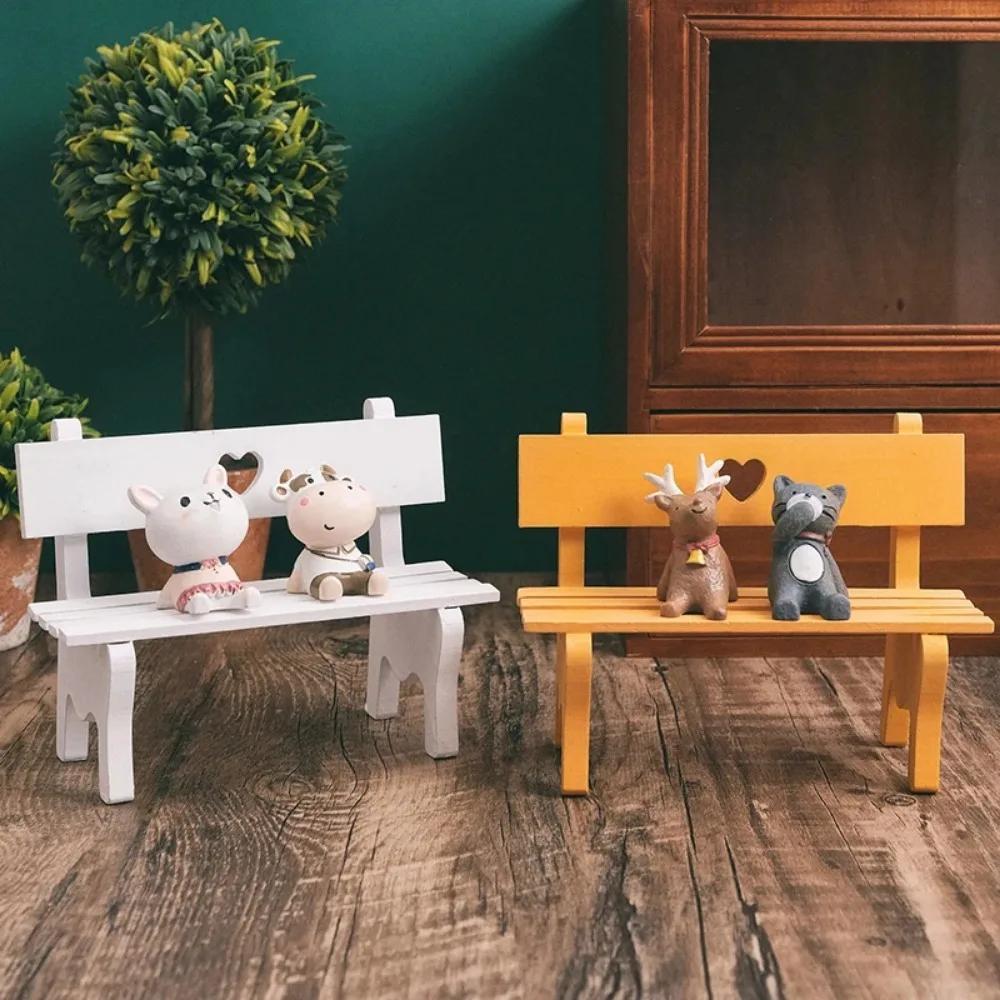 2PCS Dollhouse Miniature Furniture Wooden Garden Beach Chair Model for Dolls House Accessories Decor Toy Fairy Garden Home Decor