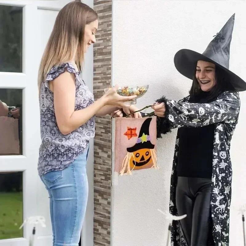 1-10PCS Halloween Treat Bags with Handles for Kids Candy Gift Supplies Party Favor Packaging Bag for Trick or Treat Decoration