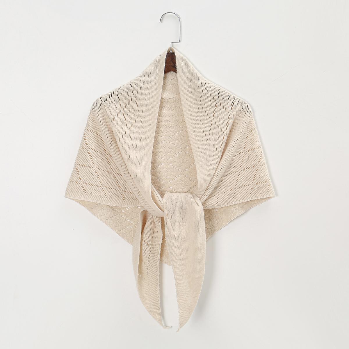 Треугольная полосатая ажурная шаль осенняя в корейском стиле, накидка для защиты от солнца, элегантные накидки, вязаная полосатая вязаная шаль