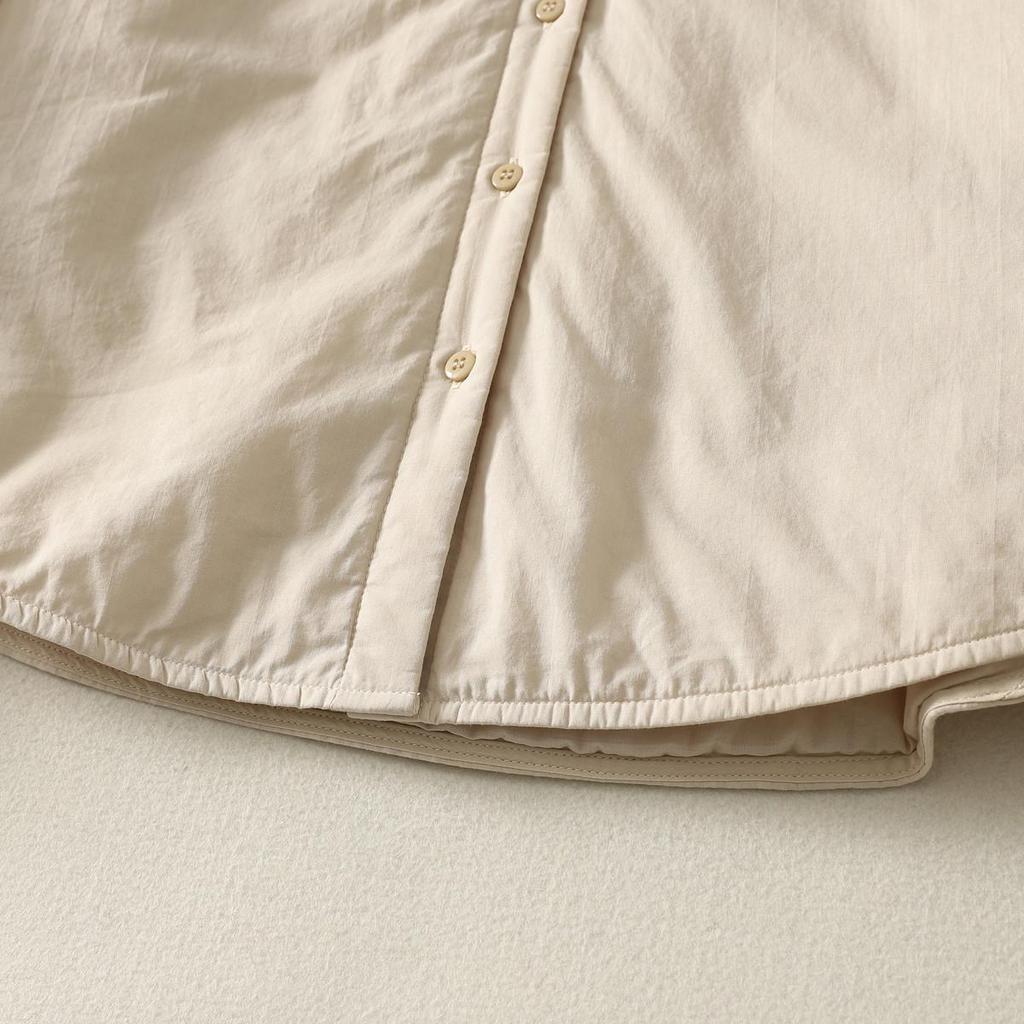 Women's Solid Color Cotton-Padded Shirt Jacket with Pointed Collar - Autumn/Winter Warm Top 86551