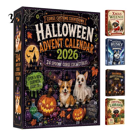 Holiday Gift 2026 Dog Christmas Advent Calendar, 24-Day Ornaments Countdown Calendar with 24 Day Box Pcs 2D Acrylic Figures for Lovers, Home