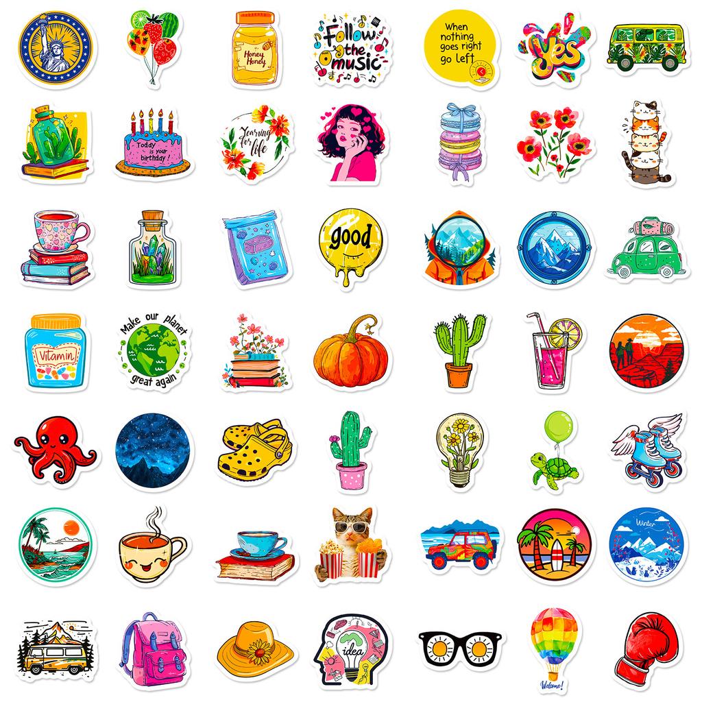100 Pieces Small Size 4Cm Beach Small Fresh Ins Wind Mix And Match Sticker Diy Suitcase Sticker