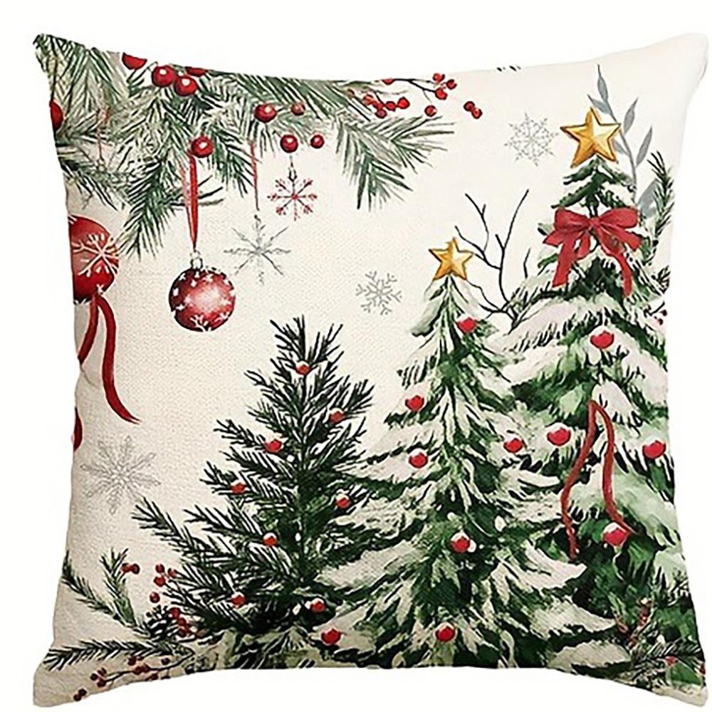 

4 Christmas Pillow Covers: Tree, Merry, Sweet Home Decor Sofa room cushion cover home decoration new year gift 16x16Inch