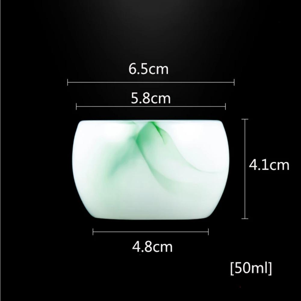 Small Jade Porcelain Tea Cup Emerald Green Teacup Beautiful Ink Style Teacups Mug for Tea Chinese High Quality Tea Bowl