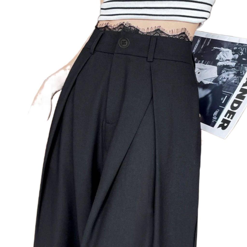 2026 Spring/Autumn High Waist Lace Suit Straight-Leg Pants