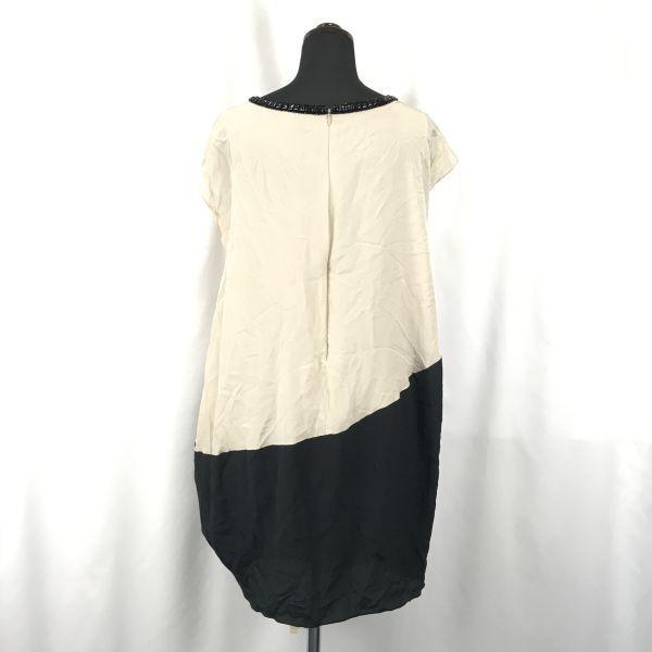 Diagram / GRACE / 100% Silk Short Sleeve Dress / Knee-Length Skirt [Women’s S / 36 / White × Black](USED)