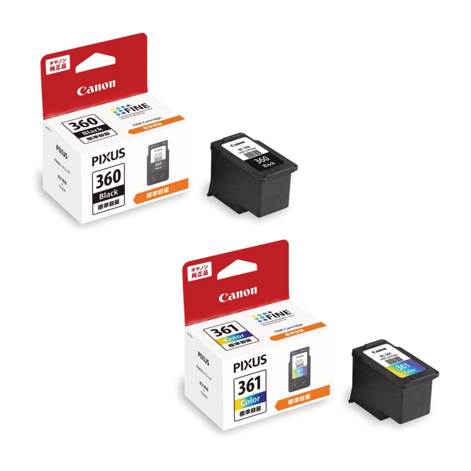 

Оригінальні картриджі Canon Набір з 2 штук Сумісні з PIXUS TS5330 BC-360/BC-361 (Чорний/Триколірний) - -