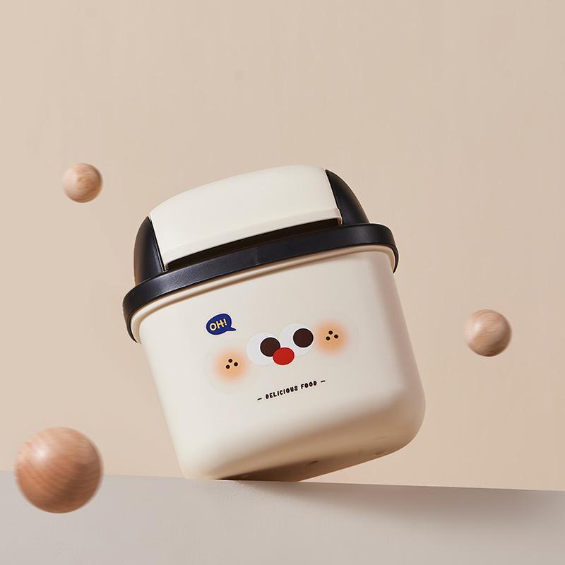 Desktop Mini Trash Can Small with Lid Student Dormitory Plastic Sundries Bin