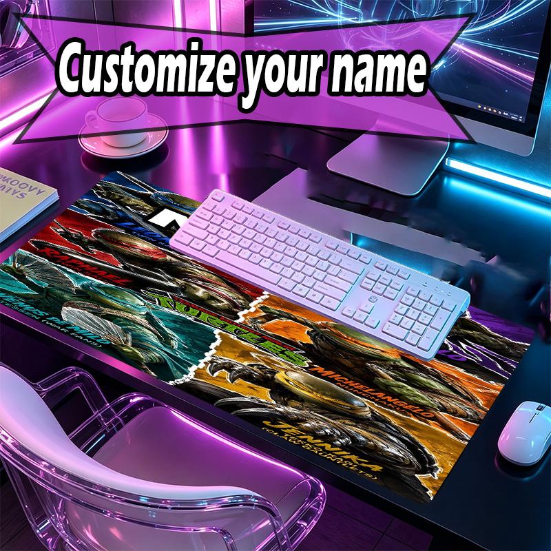 Custom Name Personalized Teenage Mutant Ninja Turtles Pattern Mousepad, Laptop PC Desk Mat, Decorative Desk Mat for Home Keyboard Pad Gift