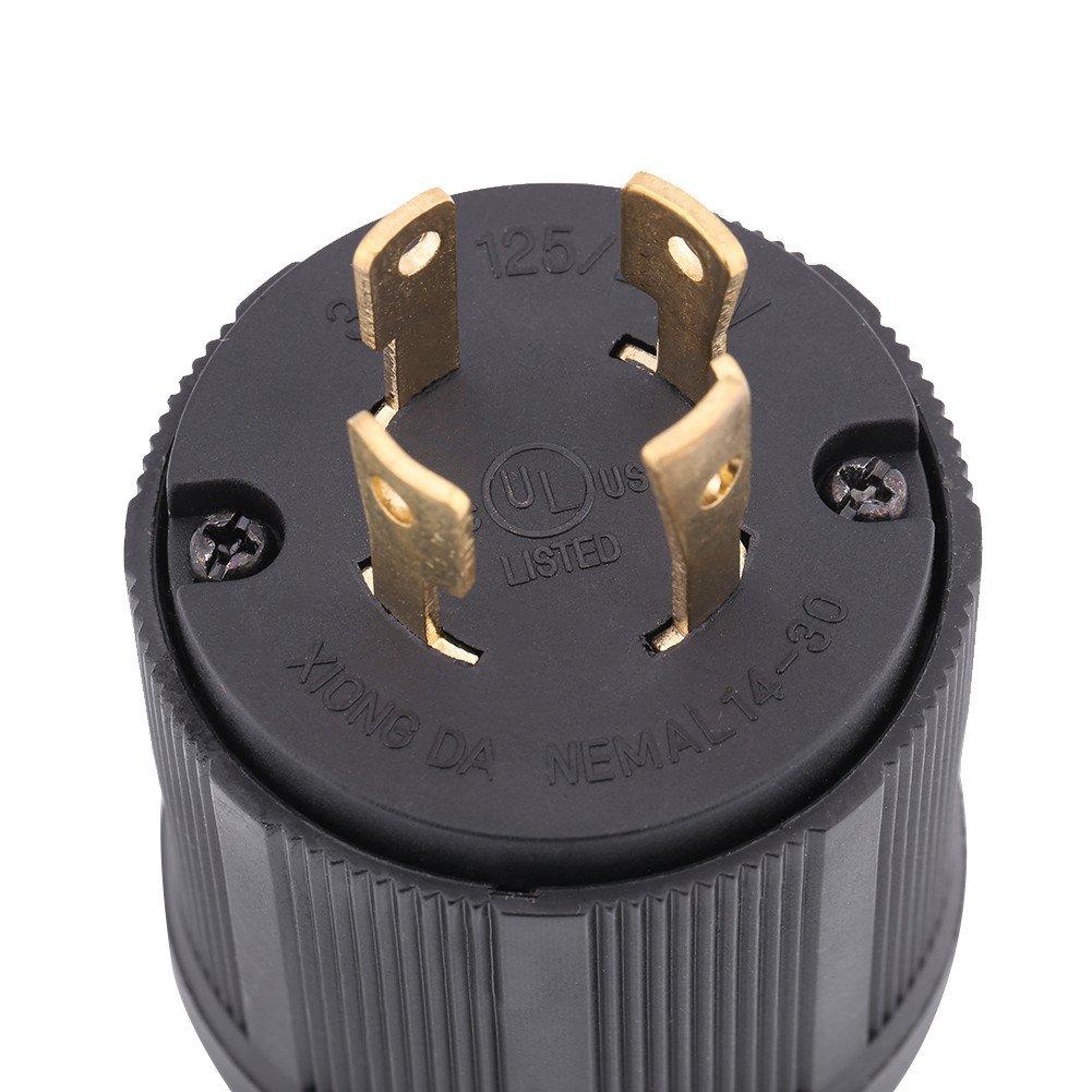 ochun NEMA L14-30P Plug, 30A 125V-250V Locking Plug for Generators with CUL, Quick Installation with 3-Pole 4-Wire Twist for Europe and America using