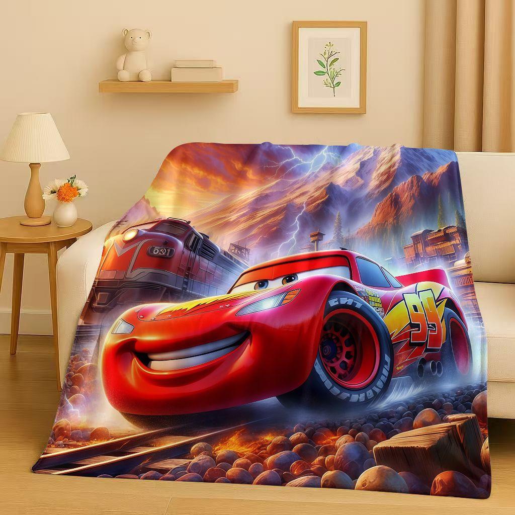 Sanrio Cartoon Cars Lightning McQueen Christmas Gift Flannel Blanket,Ultra Soft Plush Throw for Home Bedroom Bed Sofa Cover Kids