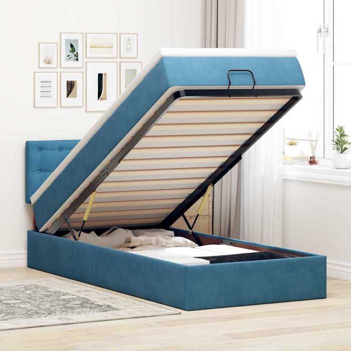 Maison Exclusive - Cadre de lit ottoman avec matelas bleu foncé 100x200 cm velours