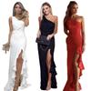 Elegant Sexy Women Sloping Shoulder Ruffled Party Evening Irregular Wedding Dress