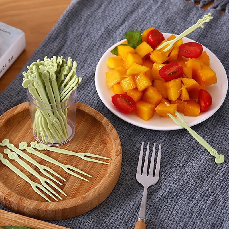 50 ks Kreslené plastové vidličky na ovoce Párátka Bento obědový box pro děti Narozeninová oslava Svačina Dort Dezert Výběrové vidličky