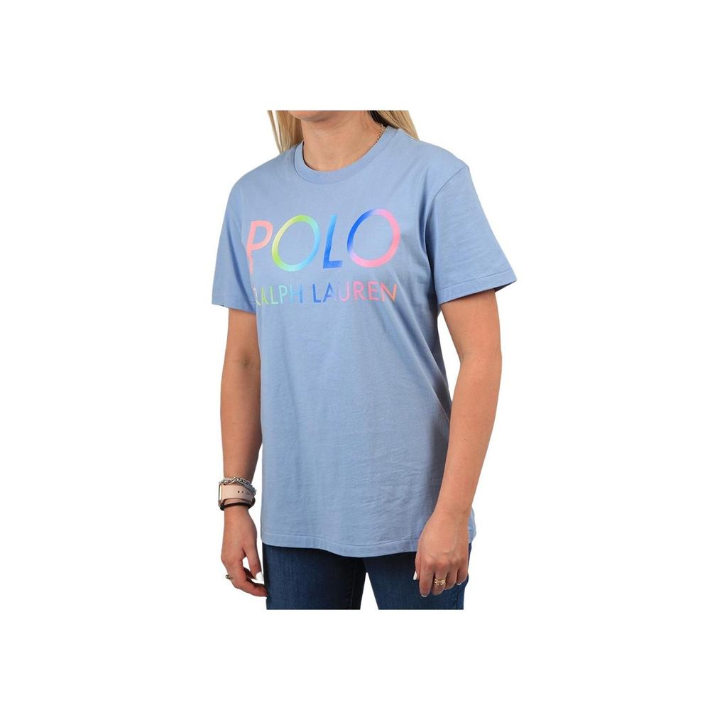 Polo Ralph Lauren Logo Print Round Neck Short Sleeve T-Shirt Women T-Shirts Blue 211838144-002