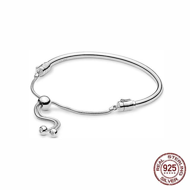 

S925 стерлингового серебра подходят оригинальные модные подвески бусины простой стиль простой регулируемый браслет DIY фундамент бусины браслет Adjustable