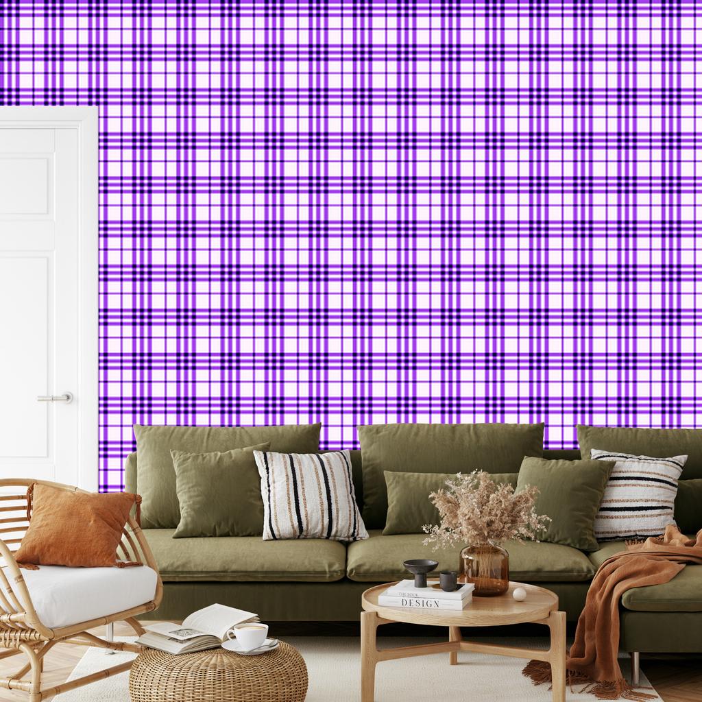 Purple Lavender, Purple and White Checkered Wallpaper 50x1000