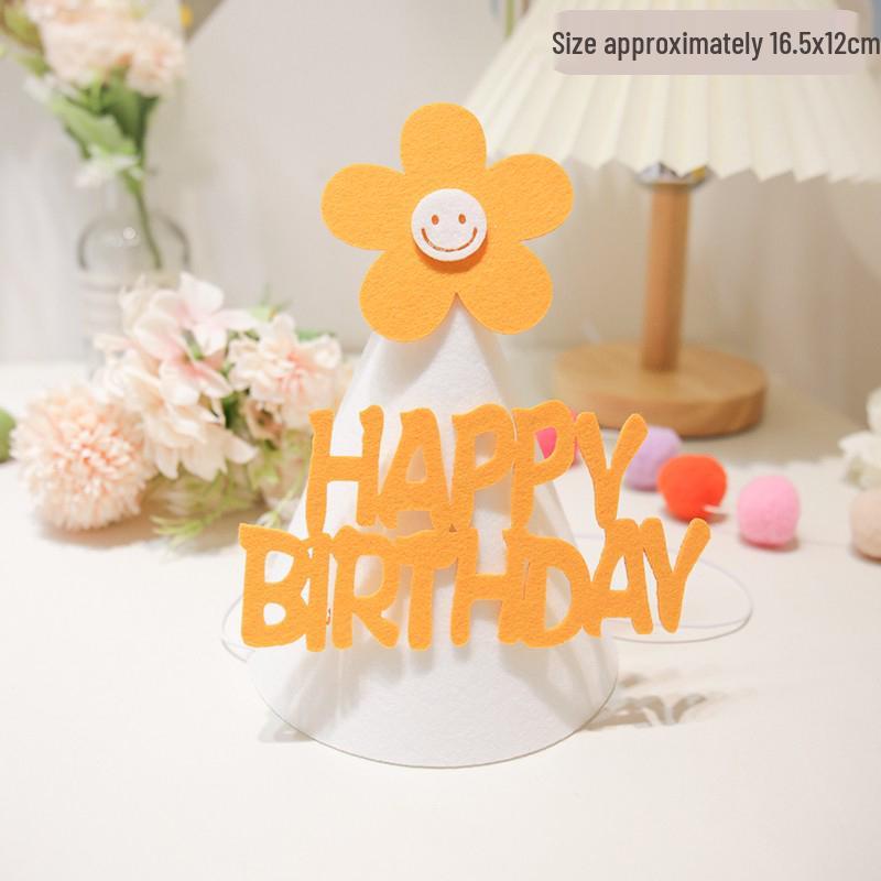 Daisy Decorated Baby Birthday Hat - Ideal for 1st Birthday Party Atmosphere and Photo Props