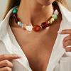 Bohemehalskæde, Farverig Resin Perle Choker, Retro Uregelmæssig Halskæde til Kvinder, Sommer Boho Smykker