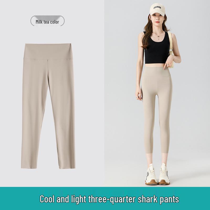 Women's High-Waist Tummy Control Shark Pants - Comfortable, Versatile, Hip-Lifting, Three-Quarter Base Layer for Summer 2026