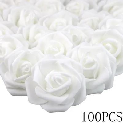 100 Peças 7cm Toque Real Cabeça de Rosa 3D Flor Artificial de Espuma para Festa de Casamento Decoração de Casa