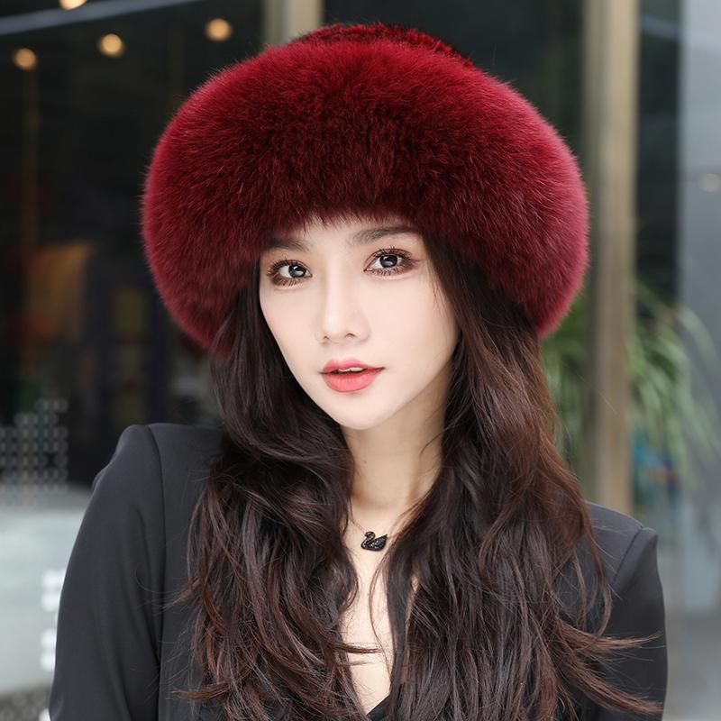 New Women Winter Luxury Knitted Real Mink Fur Bomber Hat Natural Warm Fox Fur Cap Girls Quality Soft 100% Genuine Mink Fur Hats