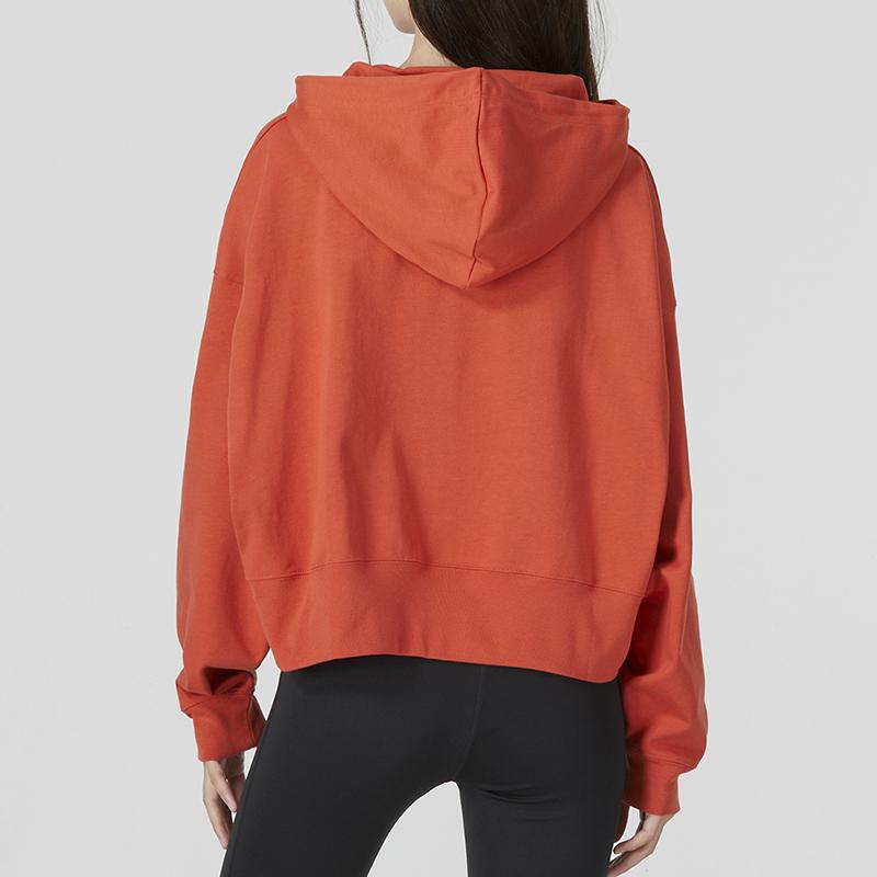 Nike Solid Color Logo Print Drawstring Hoodie Long Sleeve Women Tops Red DM6418-861