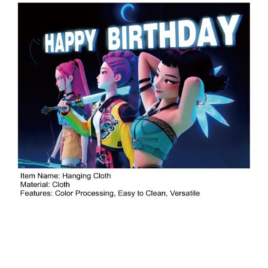 Yousheng Background Cloth Demon Movie Hunters Happy Birthday Banner Backdrop Hanging Cloth Decoration Kids Party Supplies