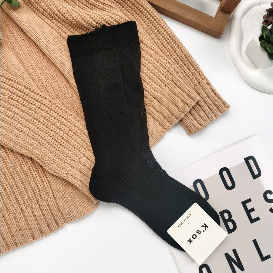 Women s Mid-Calf Fluorescent Cotton Socks - Spring/Summer Trendy Korean Style One Size чёрный