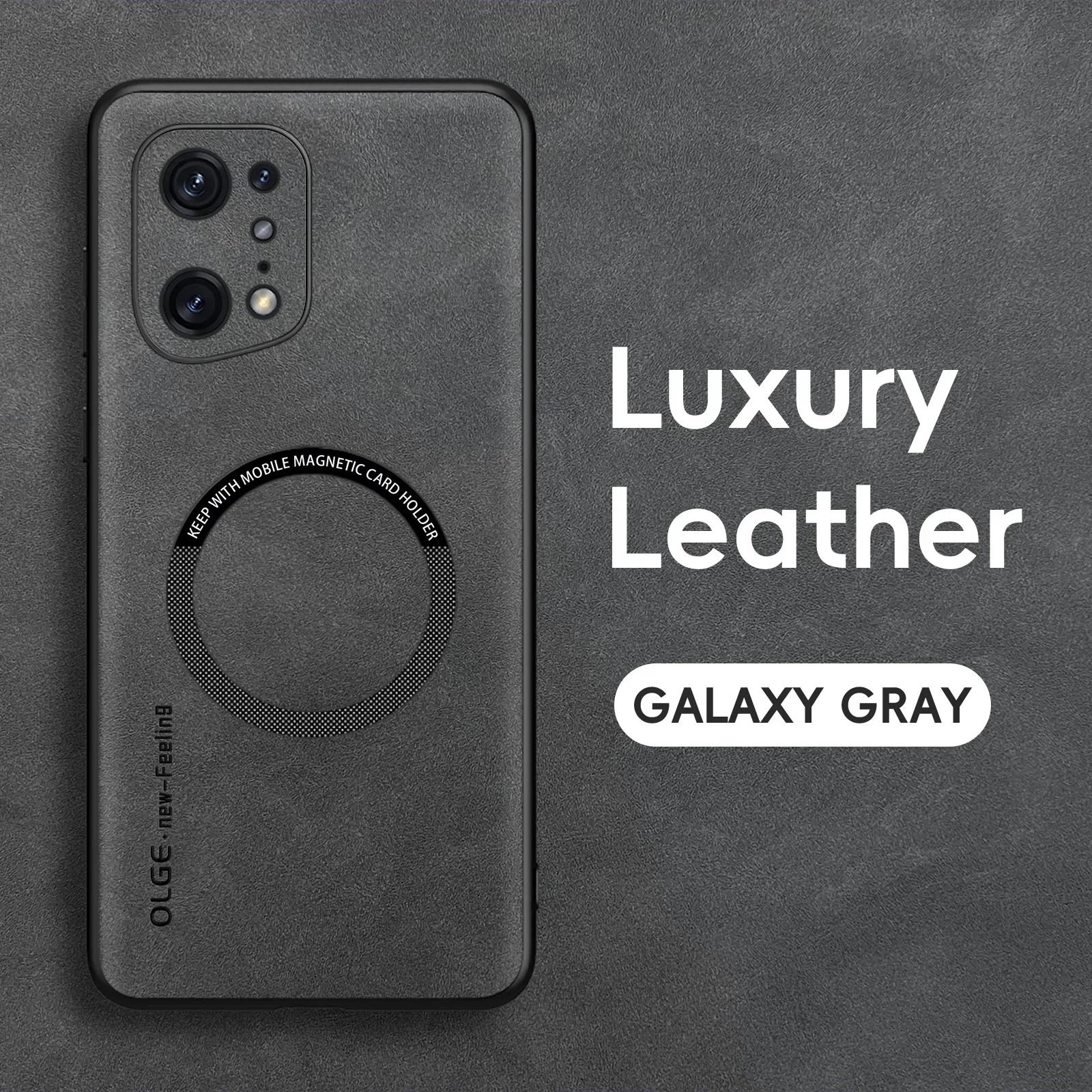 

Магнитный ретро кожаный мягкий чехол для телефона OPPO Find X7 X6 X5 Pro X6Pro X5Pro с поддержкой беспроводной зарядки For OPPO Find X7 серый