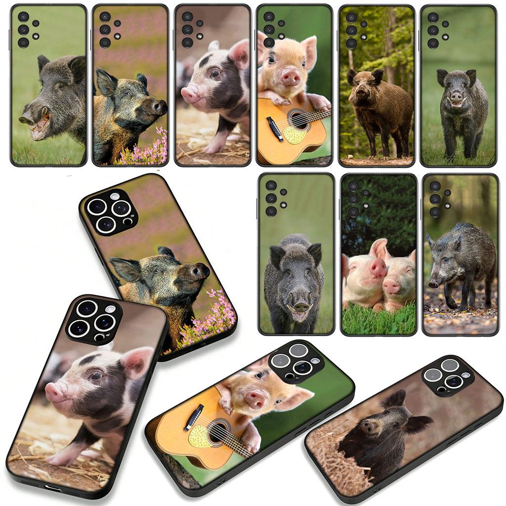 Wildschwein Schwein Handyhülle für Samsung Galaxy A36 A17 A26 A07 A35 A54 A53 A13 A33 A34 S8 S9 S20 S21 FE S10 Plus Hülle