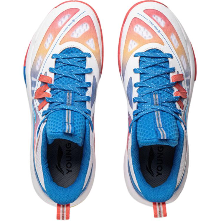 Li Ning Kids Basketball Fabric Comfortable Versatile Non-Slip Breathable Low-Top Basketball Shoes Men sneaker White Blue YKBV030-3