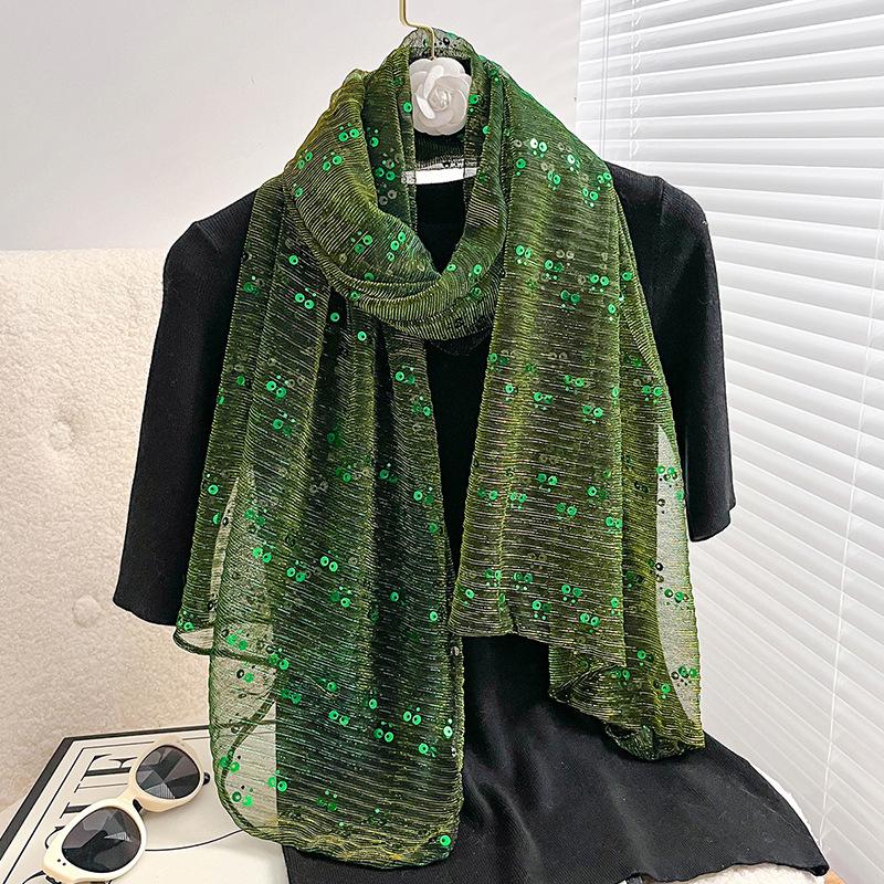 Autumn New Solid Color Lace Sequin Scarf Headscarf European And American Thin Scarf Autumn And Winter Fashionable Scarf
