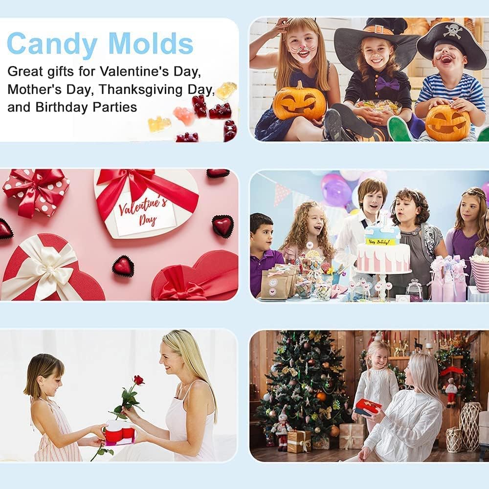 Gummy Bear Silicone Mold Mini Cute Bear Shaped Candy Mold 2PCS-50 Cavity Gummy Bear Chocolate Mold Non Stick Food Grade Ice Cube Trays Jelly Mould