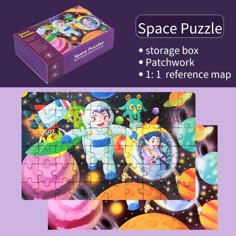 

60-Piece Paper Jigsaw Puzzle Cartoon Animal Fruit Puzzles for Kids Educational Learning Toys Children Montessori Games