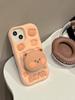 Lovely 3D Bear Hidden Holder Stand Silicone Phone Case For iPhone 11 12 13 14 15 16 Pro Max XS XR X 7 8 Plus Cute Girl Cover