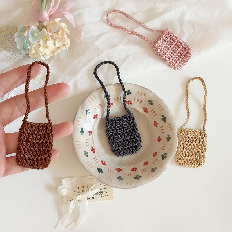 Hand-Crocheted Flower Bag For 15/17Cm Doll Dollhouse Kids Toys Doll Satchel Baby Clothes Cute Doll Accessories
