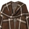 Womens Winter Knit Cardigan Coat With Plaid V-Neck Long Sleeve Mid-Length Sweater Jacket