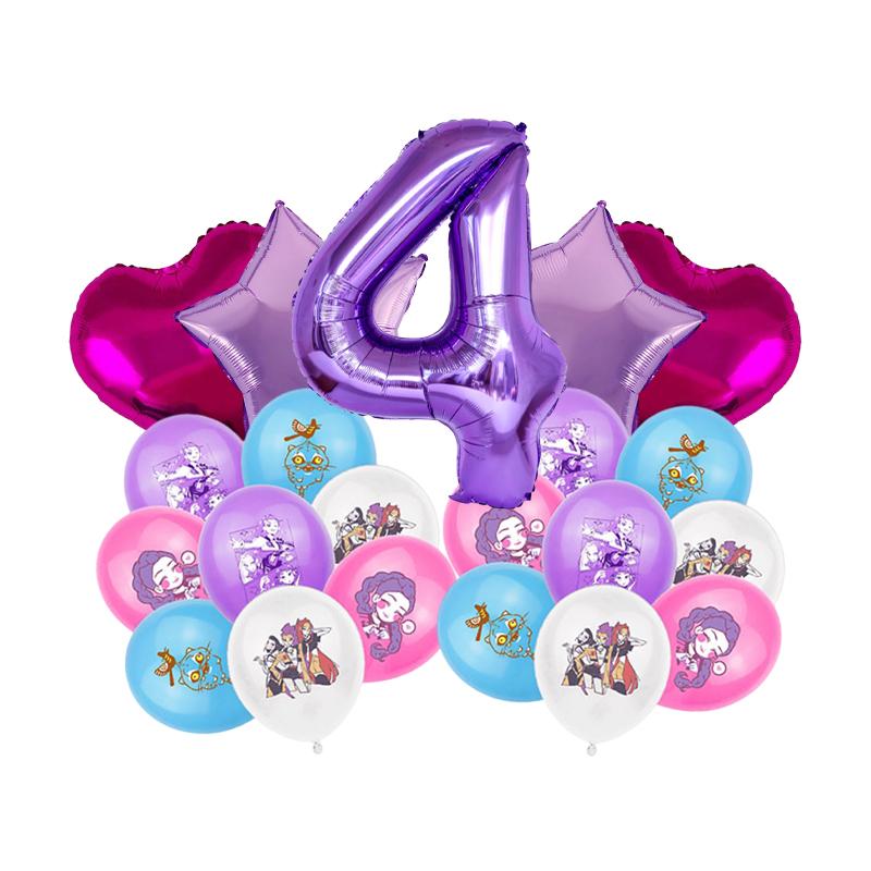 Kpop Demon Party Balloon Accessories Star Heart Shaped Ballons Kpop Huntrix Warriors Balloon Party Supplies