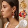 Summer Beach Tropical Ceramic Fish Earrings For Women Gold Plated Metal Conch Shell Baroque Pearl Dangle Earring Party Jewelry