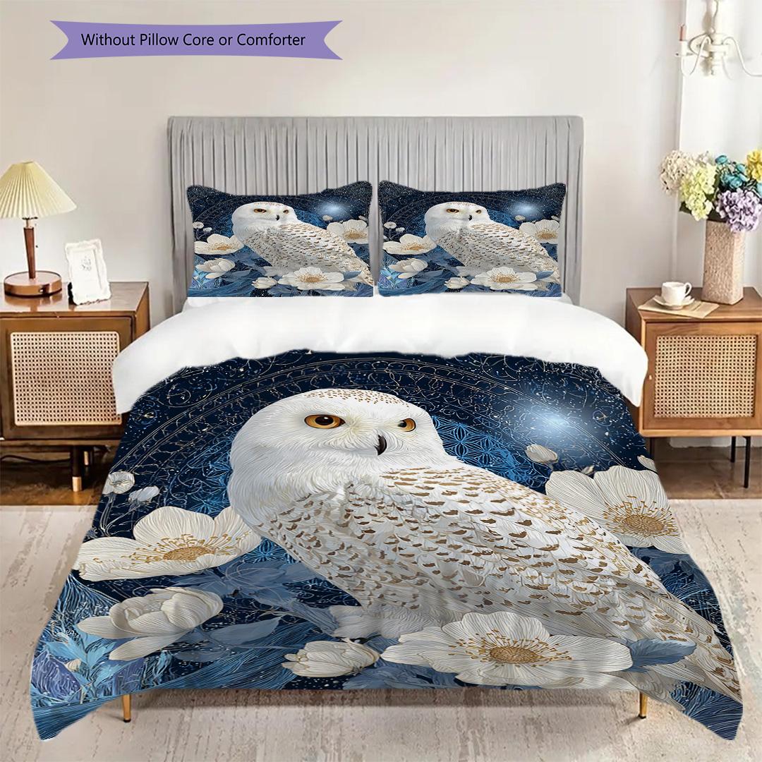 

Snowy Owl Pattern Bedding Quilt Set Quilt Cover Pillowcase Home Decoration Birthday Gift (1 * duvet cover + 2 * pillowcase, without core) 135x200cm