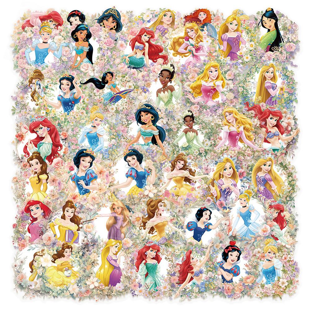 50 100Pcs Kawaii Mixed Disney Anime Princess Stickers Cute Ariel Belle Snow White Cartoon Decal Laptop Phone Luggage Sticker Toy