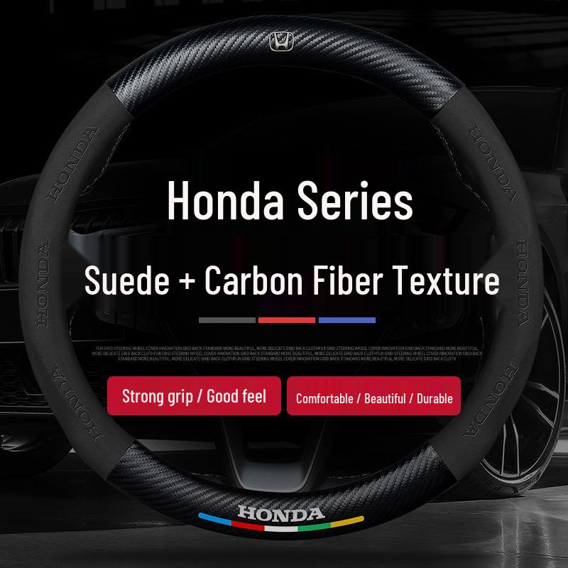 Compatible Suede Steering Wheel Cover for Honda: Accord, Civic, XRV, Spirior, Avancier, Odyssey - Anti-Slip Design.