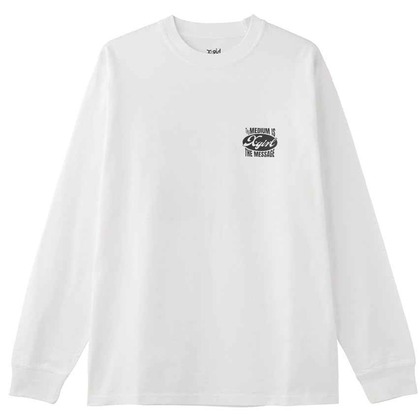 Casual Oval and Message Logo Long Sleeve White X-girl Tee, Women's,
