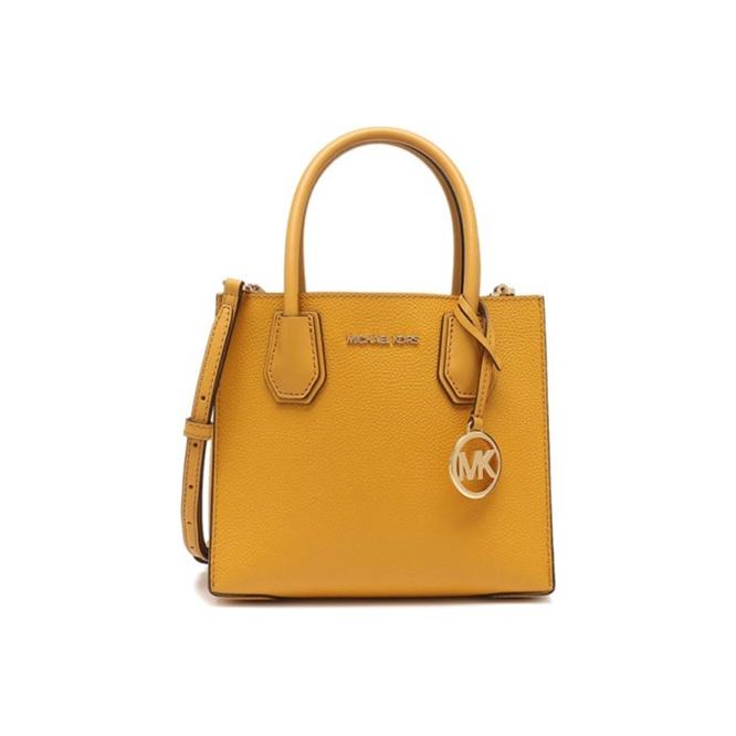 

Michael Kors MK Mercer Solid Letter Logo Vintage Litchi Grain Leather Accordion Crossbody Tote Bag Women Bags Orange 35S1GM9M2L-706 Basic Set (Bag+Dust Bag)