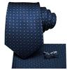 Business Tie for Men Silk Blue Tie Dots Necktie Set Plaid Cufflinks for Wedding Business Tie 150cm Hi-Tie SN-3529 Dropshipping