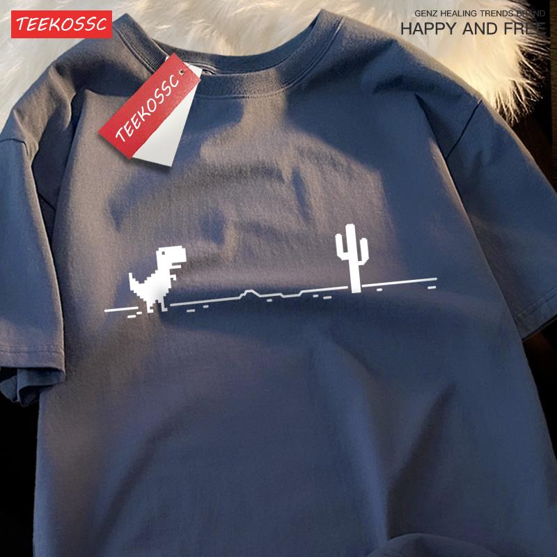 Network Malfunction Little Dinosaur Man T Shirts Casual Breathable T-Shirt Oversize Summer Cotton Hip Hop Street Half Sleeve