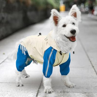 Dog Raincoat Waterproof Puppy Onesie Hooded Pet Rain Jacket Full Costume Wrap Poncho Reflective Strips Small Medium Pet Clothes