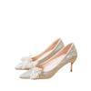 2025 Spring Crystal Pearl Bow-knot Women Pumps 6cm 8cm High Heels Fashion Bling Summer Stiletto Party Wedding Prom Shoes WSH4857